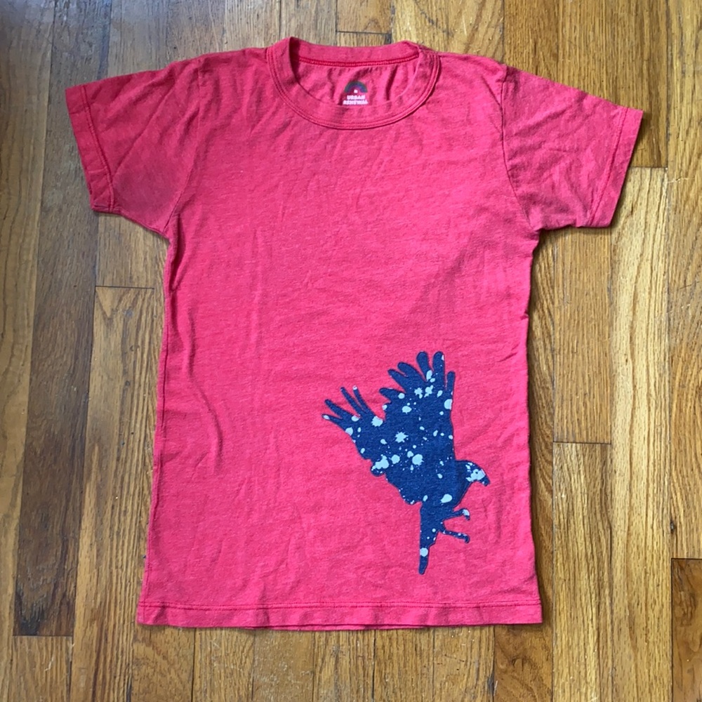Urban Outfitters Red Heathered Fitted Bird Tee